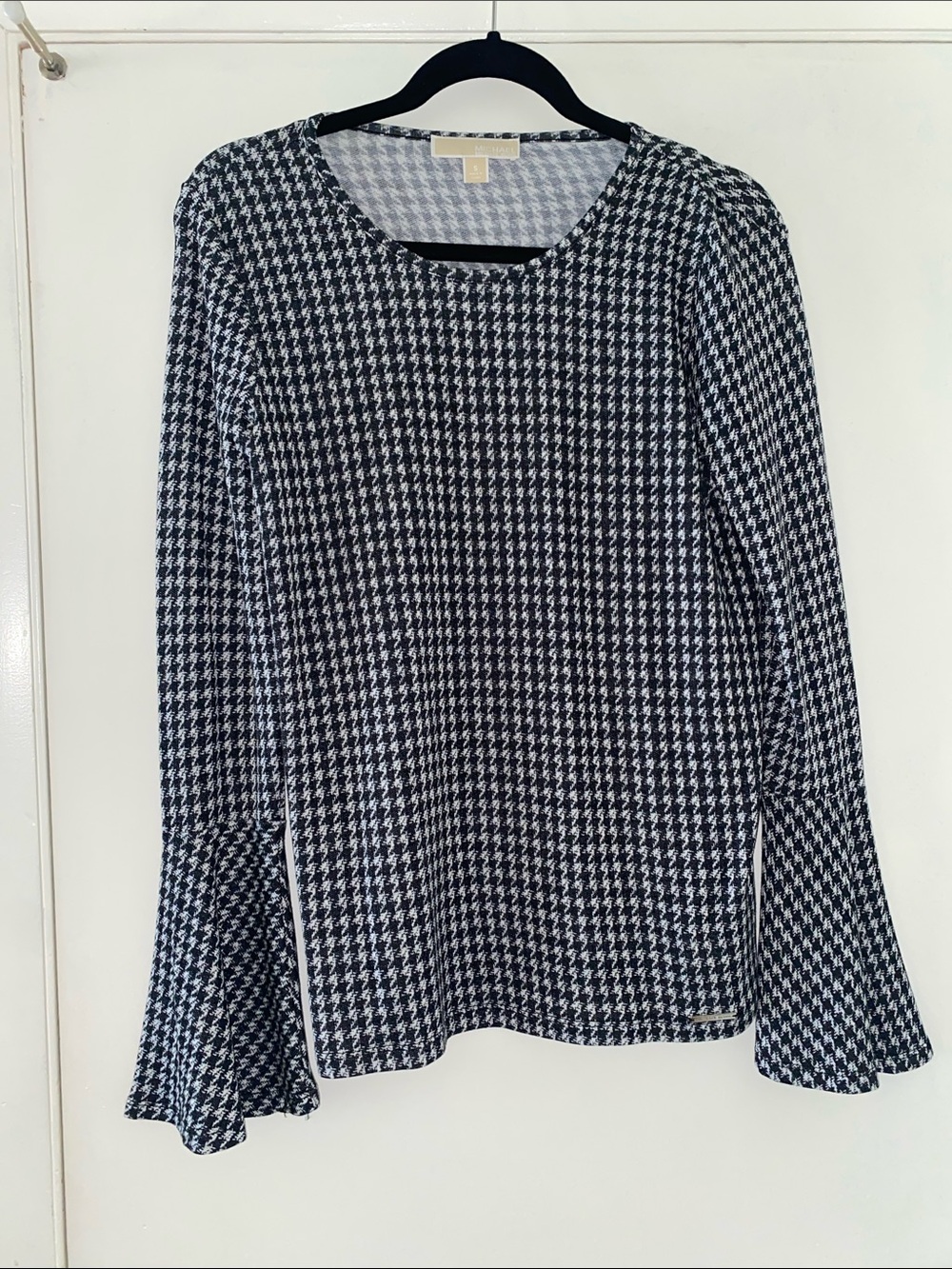 MICHAEL Michael Kors Black and White Houndstooth Top Sz S